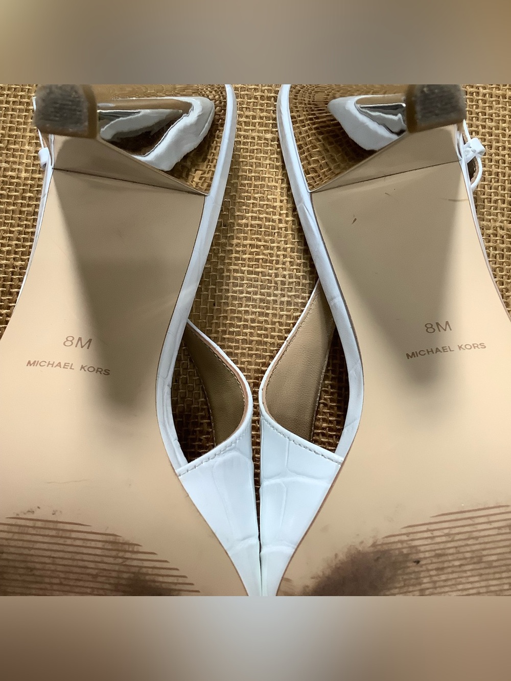 Michael Kors Electra Sling Pump Leather Optic White Size 8M - Picture 9 of 14